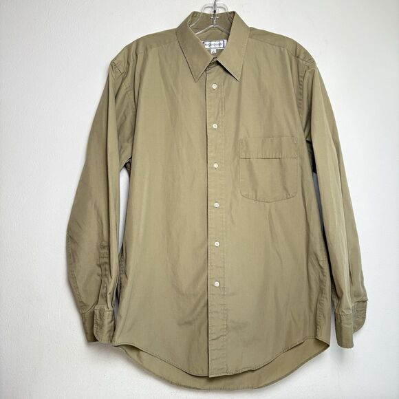 Yves Saint Laurent Button Up Shirt YSL Vintage Men's 15 32-33 Tan Long Sleeve - Picture 11 of 11